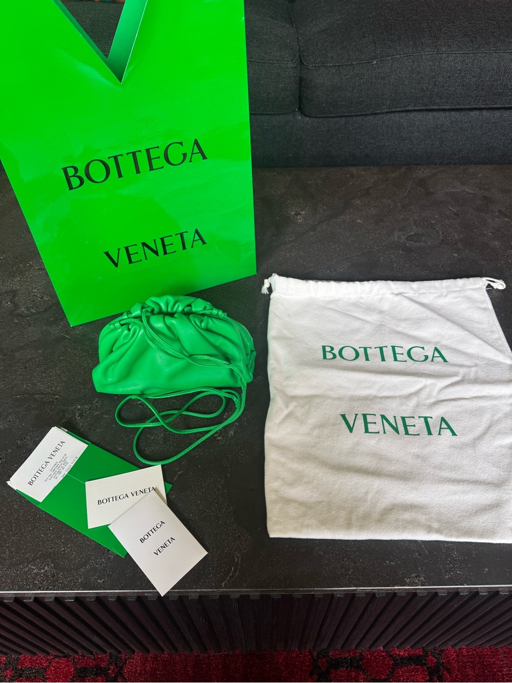 Bottega Veneta Neon Green The Pouch Gathered Leather Crossbody
